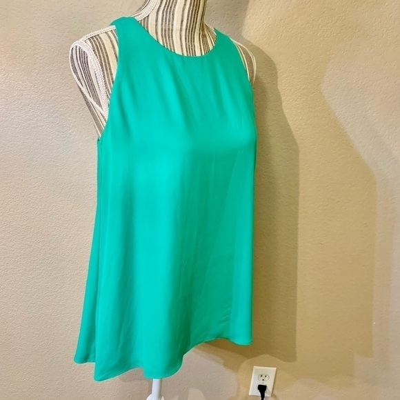 Alice Collection Dressy Tank Small Jade Green Sleevelss Flowy Lined Keyhole Back - Picture 5 of 15